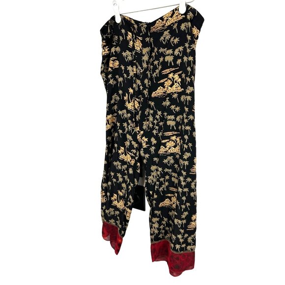 Cabi Womens Black & Gold Tropical Print Wide Leg Pants Size M - Picture 3 of 9